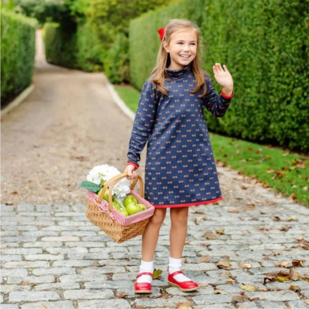 The Beaufort Bonnet Co. Navy Red Tatum’s Turtleneck Dress TBBC Girls Size 10